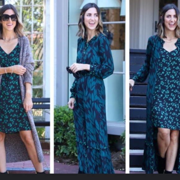 Cabi Women's Autumn Green Floral Button Dress Medium - Picture 8 of 16